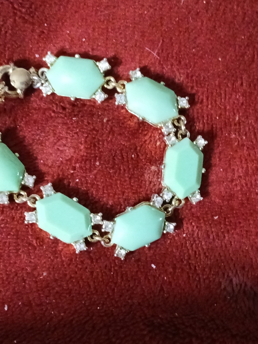 J. Crew Mint Green and Gold Faceted Bracelet